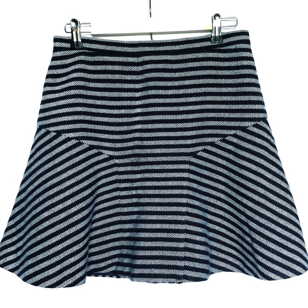 J Crew Navy Striped Wool A line Skirt - Picture 1 of 8